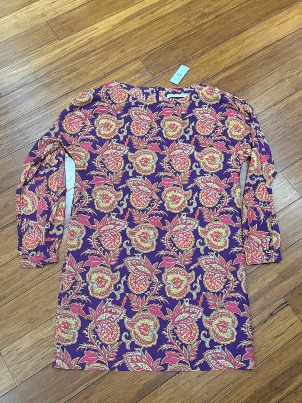 NWT LOFT Vibrant Purple Paisley Long Sleeve Tunic S
